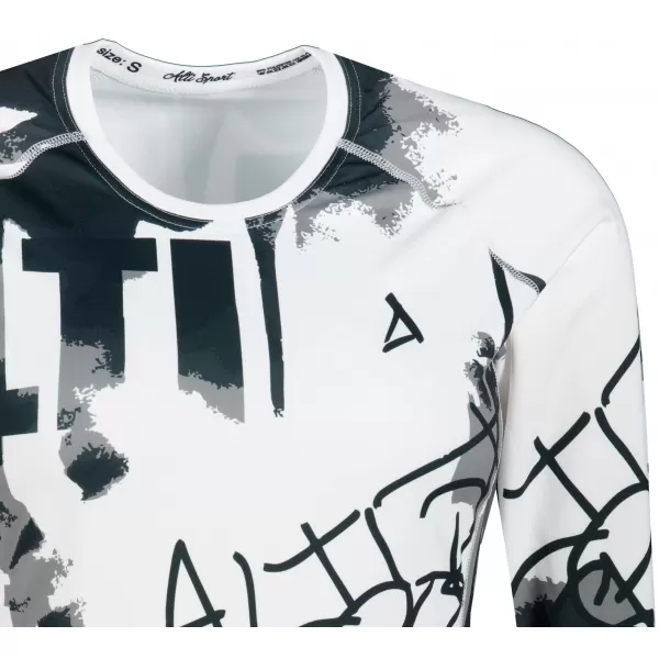  Frauen funktionales t -Shirt mit langen Ärmeln Premium ALTISPORT VOJ/ALW076TR03 WEIß -UND -SCHWARZ 