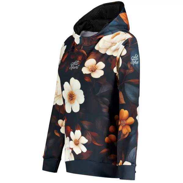  Funktionaler Sweatshirt -Prämie von Frauen ALTISPORT VOJ/ALW097MI01 WEIß-ORANGEFARBENE BLUMEN 