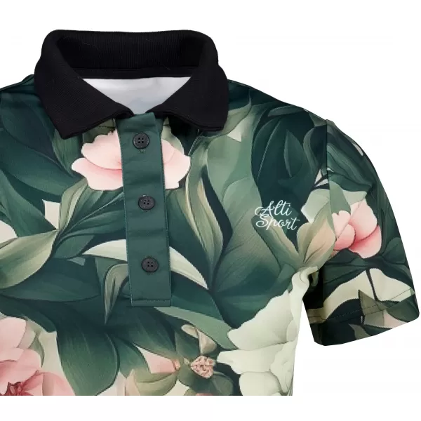  Frauenfunktional T -Shirt mit Premiumkragen ALTISPORT VOJ/ALW097TR05 ROSA BLUMEN 
