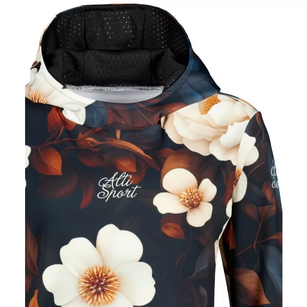  Funktionaler Sweatshirt -Prämie von Frauen ALTISPORT VOJ/ALW097MI01 WEIß-ORANGEFARBENE BLUMEN 