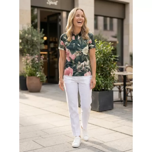  Frauenfunktional T -Shirt mit Premiumkragen ALTISPORT VOJ/ALW097TR05 ROSA BLUMEN 