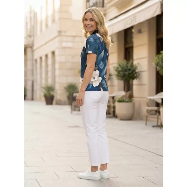  Frauenfunktional T -Shirt mit Premiumkragen ALTISPORT VOJ/ALW097TR05 BLAUE BLUMEN 