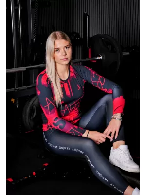 Frauen funktionales t -Shirt mit langen Ärmeln Premium ALTISPORT VOJ/ALW076TR03 ROT -SCHWARZ
