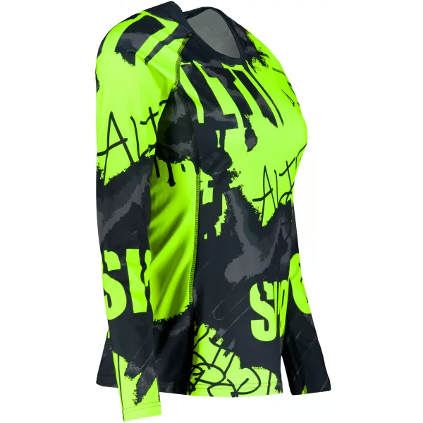  Frauen funktionales t -Shirt mit langen Ärmeln Premium ALTISPORT VOJ/ALW076TR03 SCHWARZ/FLUO GELB 