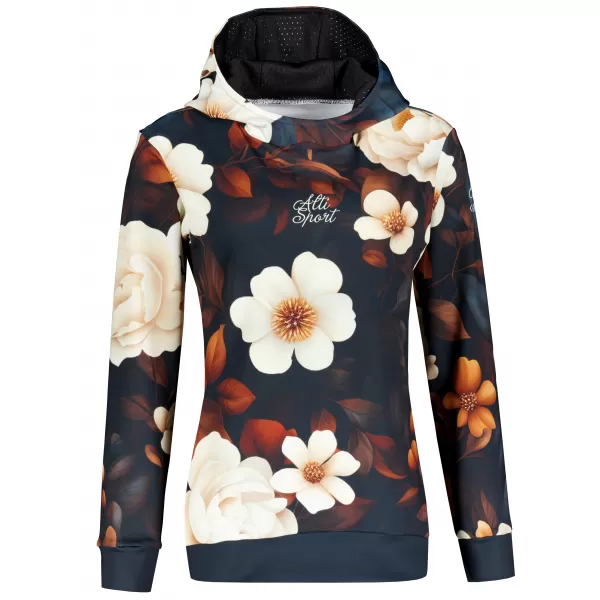  Funktionaler Sweatshirt -Prämie von Frauen ALTISPORT VOJ/ALW097MI01 WEIß-ORANGEFARBENE BLUMEN 