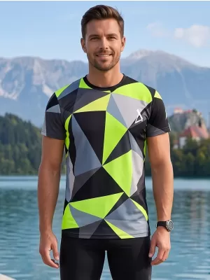 Männer funktionaler T -Shirt Premium Plus ALTISPORT VOJ/ALM007TR02 SCHWARZ/FLUO GELB
