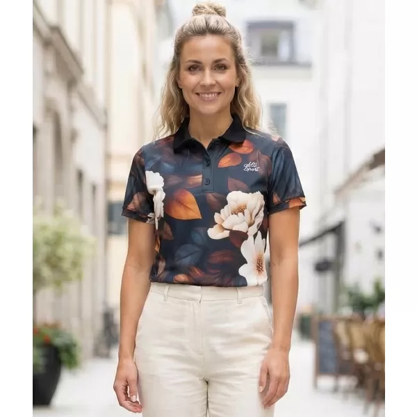  Frauenfunktional T -Shirt mit Premiumkragen ALTISPORT VOJ/ALW097TR05 WEIßE ANONG-FLOWERS 