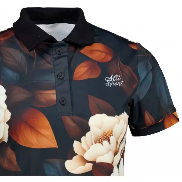  Frauenfunktional T -Shirt mit Premiumkragen ALTISPORT VOJ/ALW097TR05 WEIßE ANONG-FLOWERS 