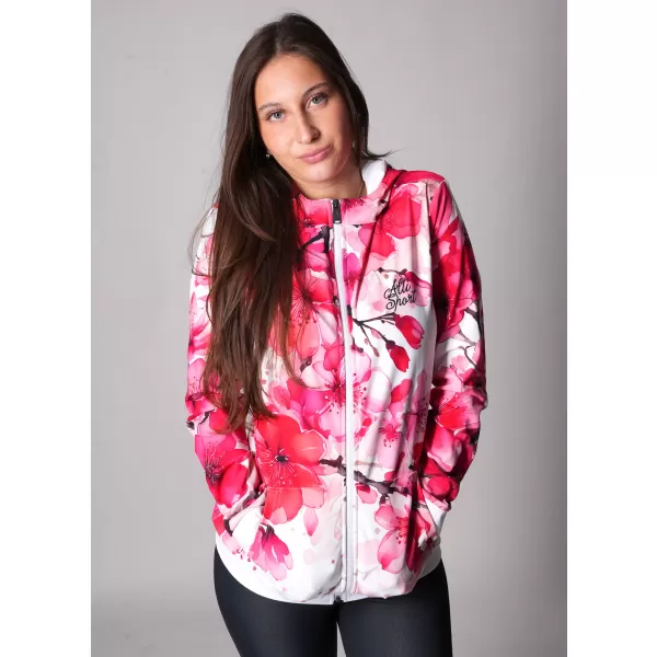  Funktionales Sweatshirt von Frauen auf Reißverschlussprämie ALTISPORT VOJ/ALW102MI02 ROSA/WEIß 