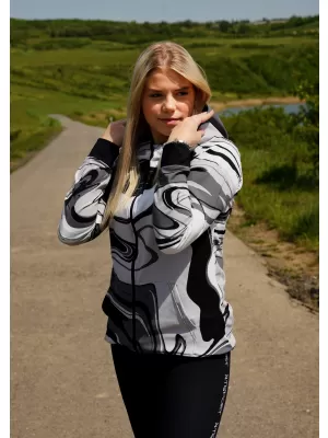 Funktionales Sweatshirt von Frauen auf Reißverschlussprämie ALTISPORT VOJ/ALW099MI02 SCHWARZ UND WEIß