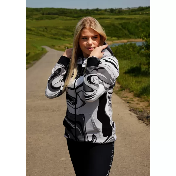  Funktionales Sweatshirt von Frauen auf Reißverschlussprämie ALTISPORT VOJ/ALW099MI02 SCHWARZ UND WEIß 