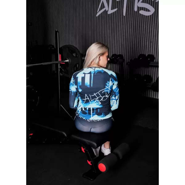  Frauen funktionales t -Shirt mit langen Ärmeln Premium ALTISPORT VOJ/ALW076TR03 BLAU -BLACK 