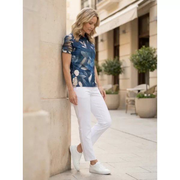  Frauenfunktional T -Shirt mit Premiumkragen ALTISPORT VOJ/ALW097TR05 BLAUE BLUMEN 