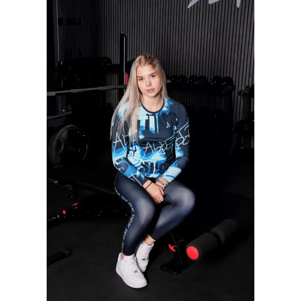  Frauen funktionales t -Shirt mit langen Ärmeln Premium ALTISPORT VOJ/ALW076TR03 BLAU -BLACK 