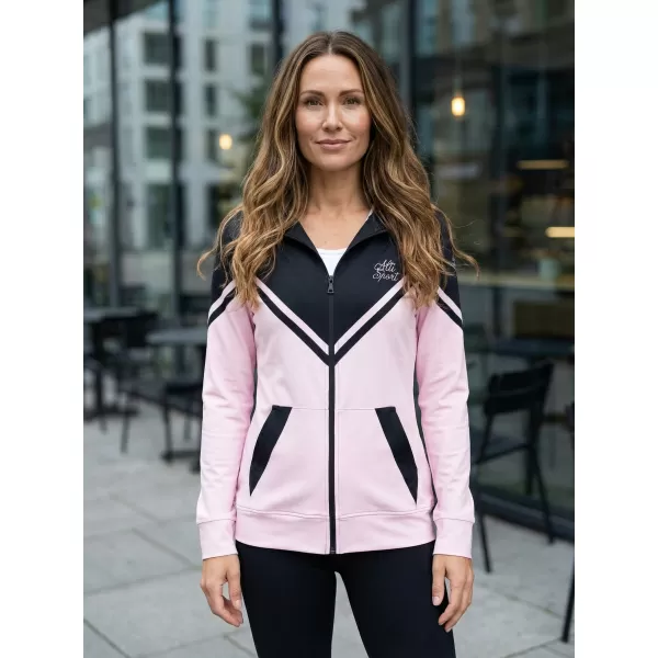  Funktionales Sweatshirt von Frauen auf Reißverschlussprämie ALTISPORT VOJ/ALW101MI02 PINK/SCHWARZ 