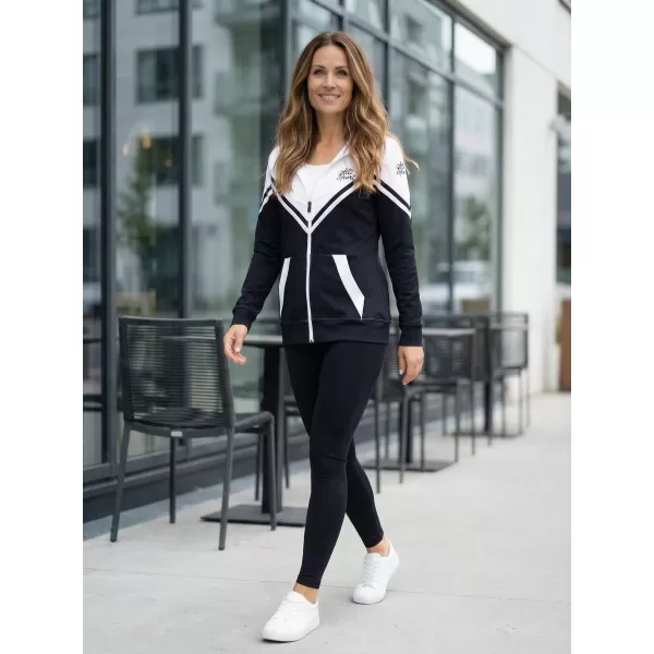  Funktionales Sweatshirt von Frauen auf Reißverschlussprämie ALTISPORT VOJ/ALW101MI02 SCHWARZ UND WEIß 