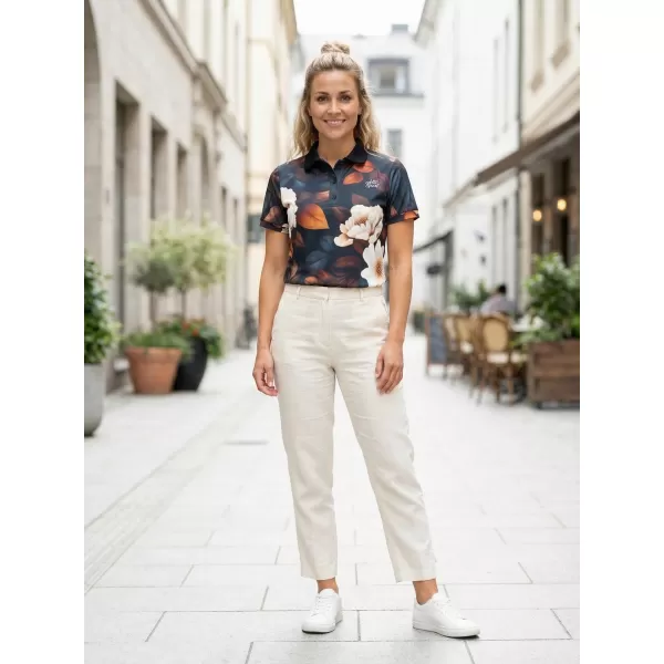  Frauenfunktional T -Shirt mit Premiumkragen ALTISPORT VOJ/ALW097TR05 WEIßE ANONG-FLOWERS 
