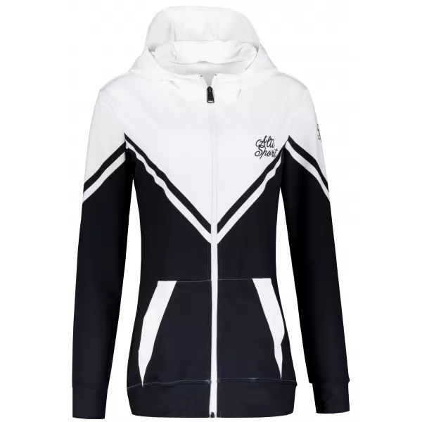  Funktionales Sweatshirt von Frauen auf Reißverschlussprämie ALTISPORT VOJ/ALW101MI02 SCHWARZ UND WEIß 