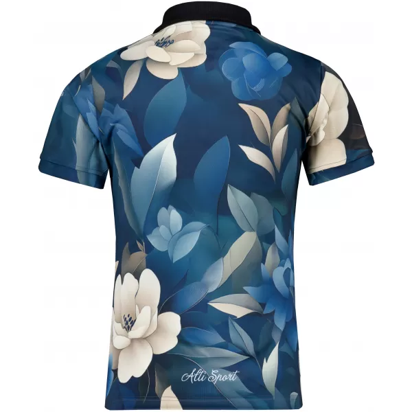  Frauenfunktional T -Shirt mit Premiumkragen ALTISPORT VOJ/ALW097TR05 BLAUE BLUMEN 