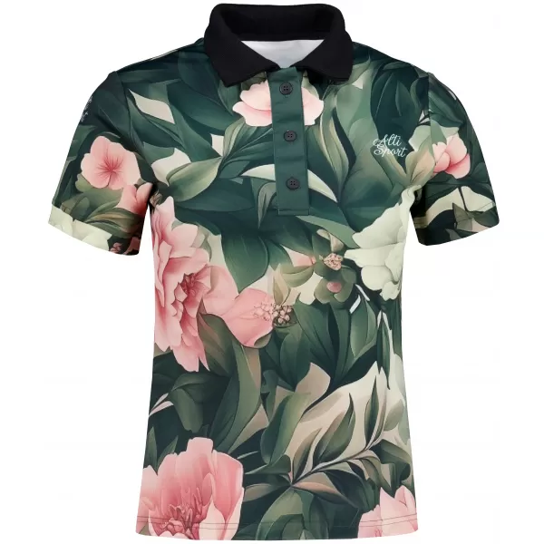  Frauenfunktional T -Shirt mit Premiumkragen ALTISPORT VOJ/ALW097TR05 ROSA BLUMEN 