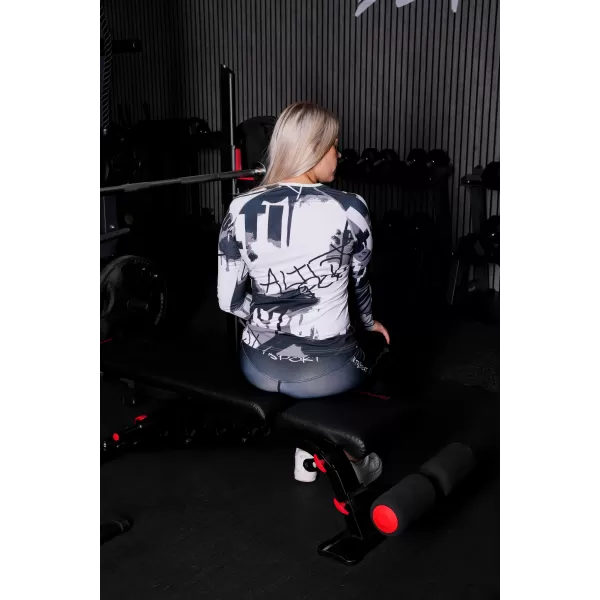  Frauen funktionales t -Shirt mit langen Ärmeln Premium ALTISPORT VOJ/ALW076TR03 WEIß -UND -SCHWARZ 