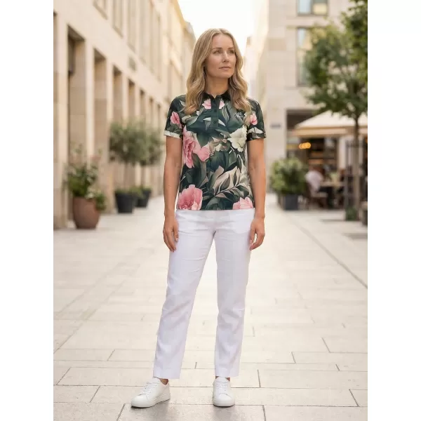  Frauenfunktional T -Shirt mit Premiumkragen ALTISPORT VOJ/ALW097TR05 ROSA BLUMEN 