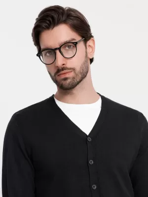 Männliche Strickjacke OMBRE OM-SWCD-0126 SCHWARZ