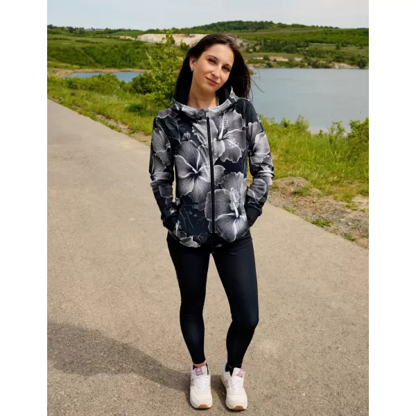  Funktionales Sweatshirt von Frauen auf Reißverschlussprämie ALTISPORT VOJ/ALW102MI02 SCHWARZ UND WEIß 