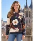 Funktionaler Sweatshirt -Prämie von Frauen ALTISPORT VOJ/ALW097MI01 WEIß-ORANGEFARBENE BLUMEN