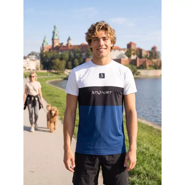  Männer funktionaler T -Shirt Premium Plus ALTISPORT VOJ/ALM051TR02 WEIß -BLAU 