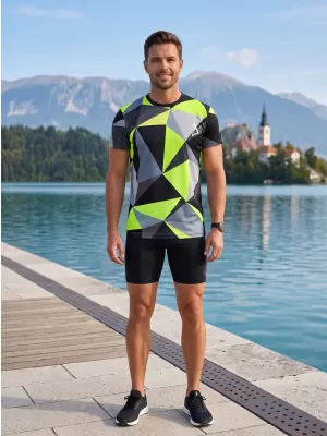 Männer funktionaler T -Shirt Premium Plus ALTISPORT VOJ/ALM007TR02 SCHWARZ/FLUO GELB
