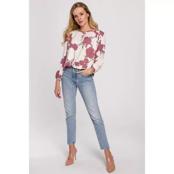  Damenbluse MAKOVER K099 BÍLÁ//RŮŽOVÁ WEIß/ROSA 