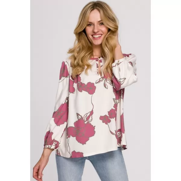  Damenbluse MAKOVER K099 BÍLÁ//RŮŽOVÁ WEIß/ROSA 