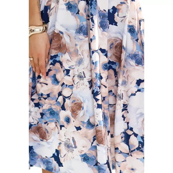  Kleid NUMOCO MATILDE 425-13 BEIGE UND BLAUE BLUMEN 