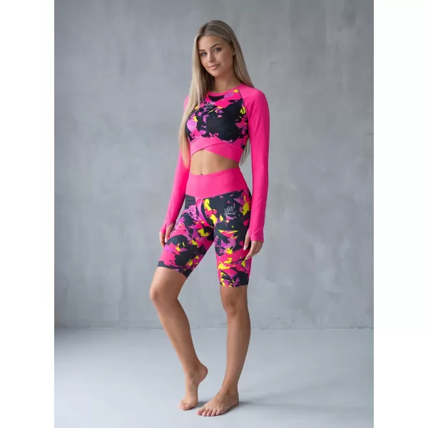  Frauen -Leggings über den Knien Premium ALTISPORT VOJ/ALW110LEG02 PINK -BLACK 