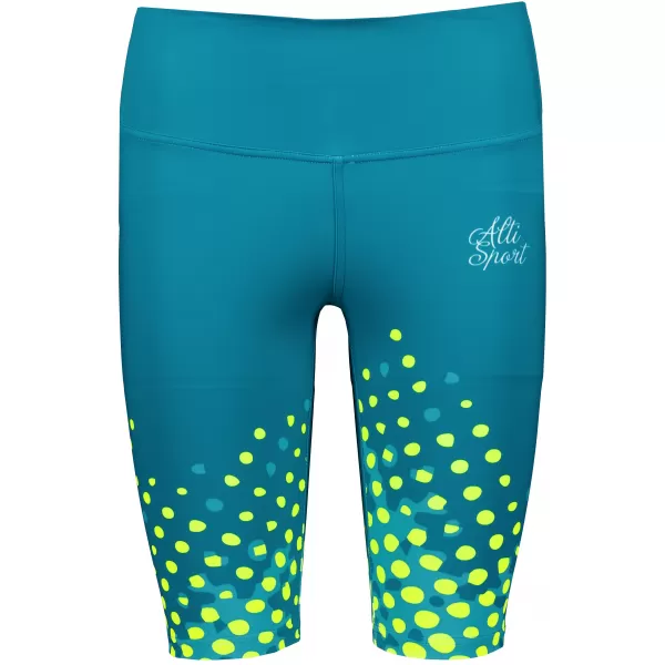  Frauen -Leggings über den Knien Premium ALTISPORT VOJ/ALW109LEG02 EMERALD/FLUO GELB 