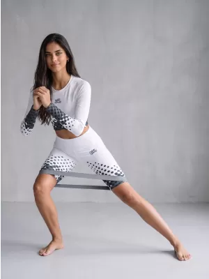 Frauen -Leggings über den Knien Premium ALTISPORT VOJ/ALW109LEG02 WEIß -UND -SCHWARZ
