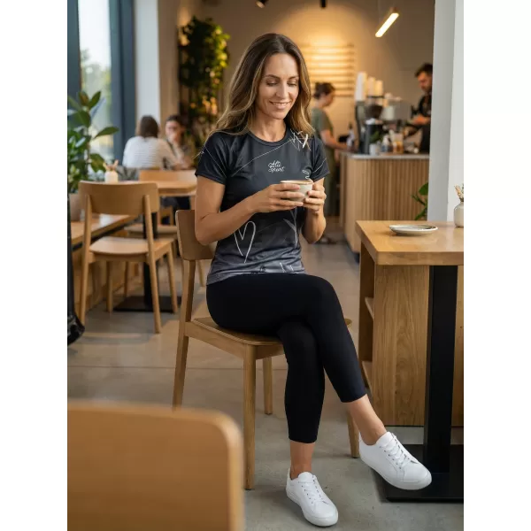  Frauenfunktional T -Shirt Premium ALTISPORT VOJ/ALW083TR01 SCHWARZ UND WEIß 