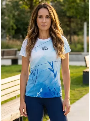 Frauenfunktional T -Shirt Premium ALTISPORT VOJ/ALW083TR01 WEIß -BLAU