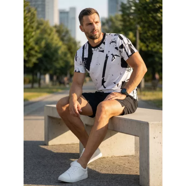  Männer funktionaler T -Shirt Premium ALTISPORT VOJ/ALM079TR01 WEIß -UND -SCHWARZ 