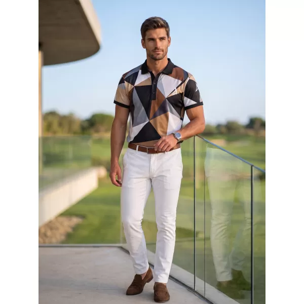  Herrenfunktional T -Shirt mit Premium -Kragen ALTISPORT VOJ/ALM007TR05 SCHWARZ -BROWN 