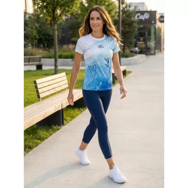  Frauenfunktional T -Shirt Premium ALTISPORT VOJ/ALW083TR01 WEIß -BLAU 