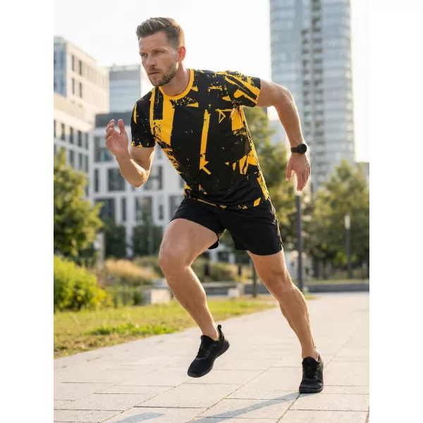  Männer funktionaler T -Shirt Premium ALTISPORT VOJ/ALM079TR01 SCHWARZ -AUSGELB 