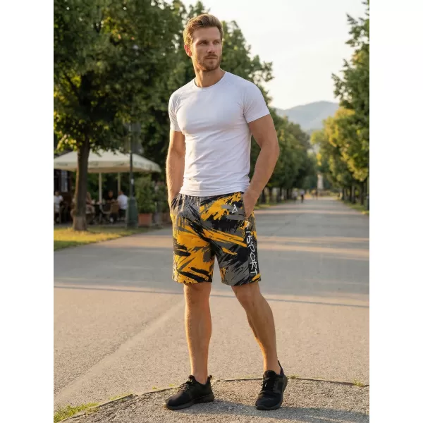 Die funktionalen Shorts von Männern Premium ALTISPORT VOJ/ALM014KRA01 SCHWARZ -AUSGELB 