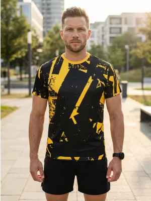 Männer funktionaler T -Shirt Premium ALTISPORT VOJ/ALM079TR01 SCHWARZ -AUSGELB