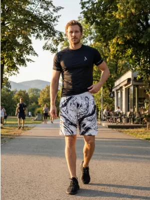 Die funktionalen Shorts von Männern Premium ALTISPORT VOJ/ALM071KRA01 WEIß -UND -SCHWARZ