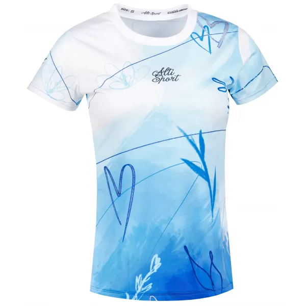  Frauenfunktional T -Shirt Premium ALTISPORT VOJ/ALW083TR01 WEIß -BLAU 