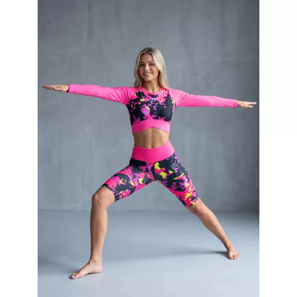  Frauen -Leggings über den Knien Premium ALTISPORT VOJ/ALW110LEG02 PINK -BLACK 