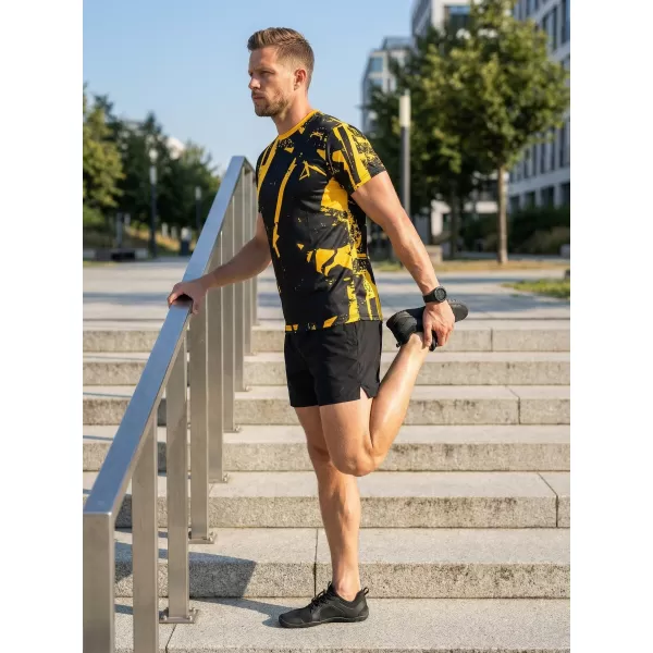  Männer funktionaler T -Shirt Premium ALTISPORT VOJ/ALM079TR01 SCHWARZ -AUSGELB 