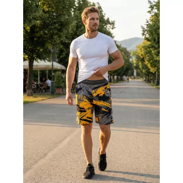 Die funktionalen Shorts von Männern Premium ALTISPORT VOJ/ALM014KRA01 SCHWARZ -AUSGELB 